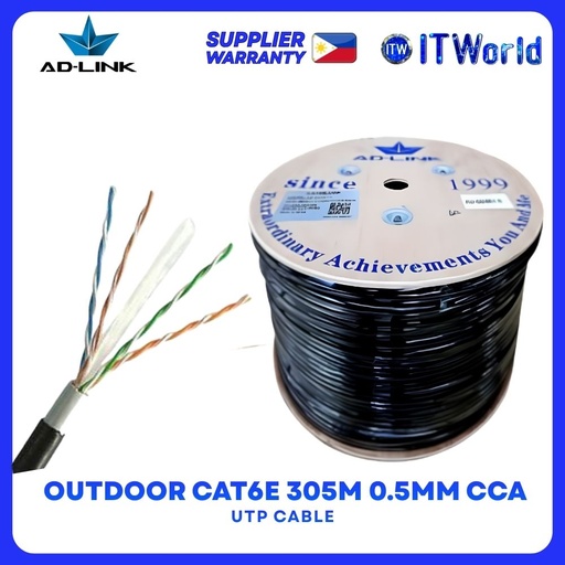 [AD-OU601-C] AD-Link Outdoor Cat6e UTP 305m 0.5mm Thickness CCA AD-OU601-C