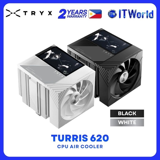 Tryx Turris 620 Dual Tower Heatsink CPU Air Cooler with 5" HD IPS Display - Black | White
