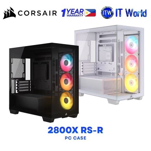 Corsair 2800X RS-R ARGB micro-ATX Tempered Glass PC Case - Black | White