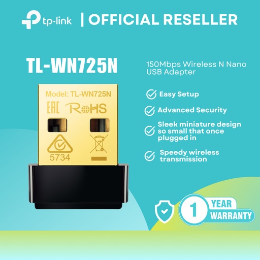 [TL-WN725N] TP-Link TL-WN725 150Mbps Wireless N Nano USB Adapters itw