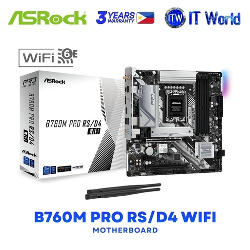 [B760M PRO RS/D4 WIFI] ASRock B760M PRO RS/D4 WIFI microATX LGA1700 DDR4 Intel B760 Chipset Motherboard