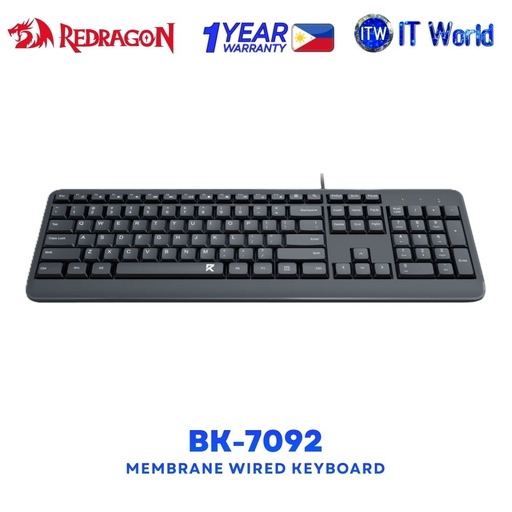 [BK-7092] Redragon BK-7092 14 FN Hotkeys Ergonomic Design Plug and Play Membrane Wired Keyboard - Black