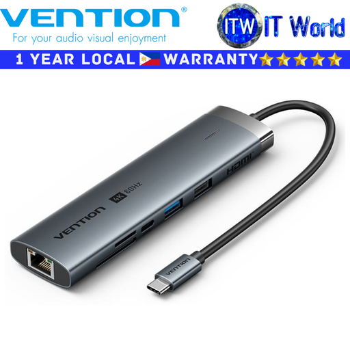 [TGUHB] Vention Docking Station TGU 8-in-1 USB-C 4K 60Hz 5Gbps Data Transfer Rate Gray (TGUHB)