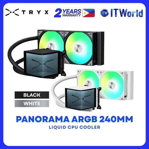 Tryx Panorama ARGB 240mm AIO Liquid CPU Cooler with 6.67" Display Screen - Black | White itw