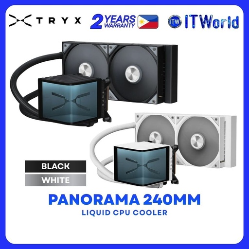 Tryx Panorama 240mm AIO Liquid CPU Cooler with 6.67" Curved OLED Display - Black | White itw