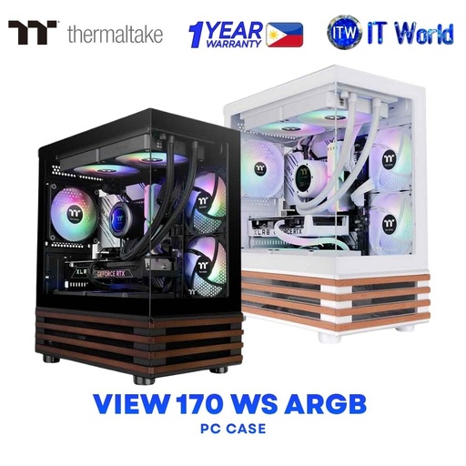 Thermaltake View 170 WS ARGB Micro Chassis Tempered Glass PC Case - Black | Snow