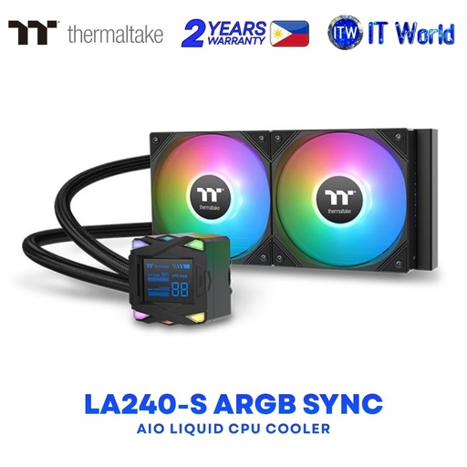 [CL-W461-PL12SW-A] Thermaltake LA240-S ARGB Sync AIO Liquid CPU Cooler Black - CL-W461-PL12SW-A