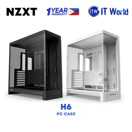NZXT H6 Compact Dual-Chamber ATX Mid-Tower Airflow Case Black/White itw (White)