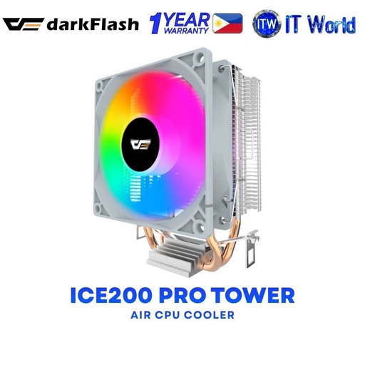 [DF ICE200 PRO WHT] darkFlash ICE200 Pro Tower Hydro Bearing CPU Air Cooler - White itw