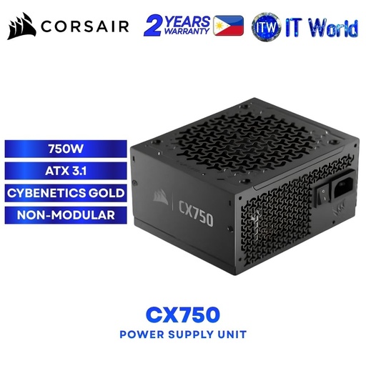 [CS-CP-9020326-NA] Corsair CX750 750W ATX 80+ Bronze / ATX 3.1 Cybenetics Gold Non-Modular Power Supply Unit itw