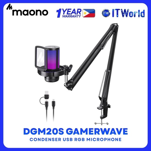 Maono DGM20S Gamerwave Condenser USB Gaming RGB Microphone - Black | White itw