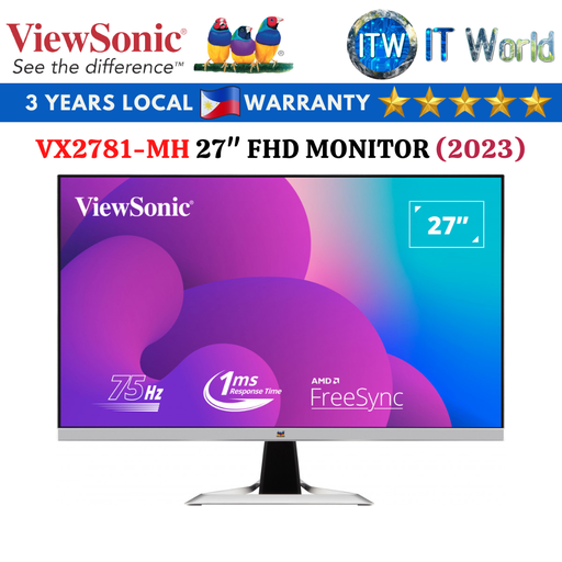 [VX2781-MH] Viewsonic VX2781-MH 27&quot; 1920x1080 (FHD), 75Hz, IPS, 1ms, Flicker-free Crossover Monitor (2023 Model)