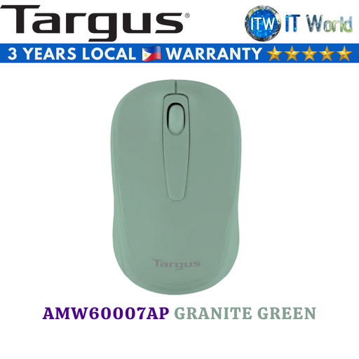 [AMW60007AP-GRANITE GREEN] Targus W600 Wireless Optical Mouse (Black/White/Red/Blue/Zephy Pink/Blue Heaven/Quarry Gray/Granite Green) (Granite Green)