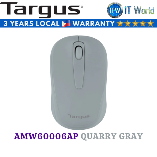 [AMW60006AP-QUARRY GRAY] Targus W600 Wireless Optical Mouse (Black/White/Red/Blue/Zephy Pink/Blue Heaven/Quarry Gray/Granite Green) (Quarry Gray)
