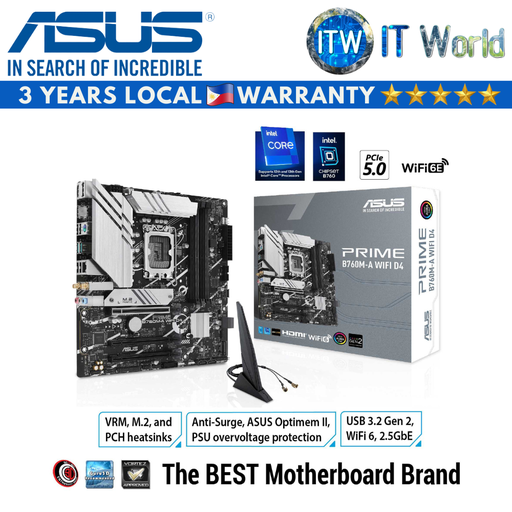 [ASUS PRIME B760M-A WIFI D4] Asus Prime B760M-A Wifi micro-ATX LGA1700 DDR4 Motherboard