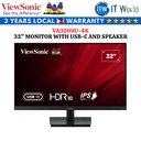 Viewsonic VA3209U-4K / 32" UHD / 60Hz / IPS / 4ms Flicker-free Monitor with USB-C and Speakers