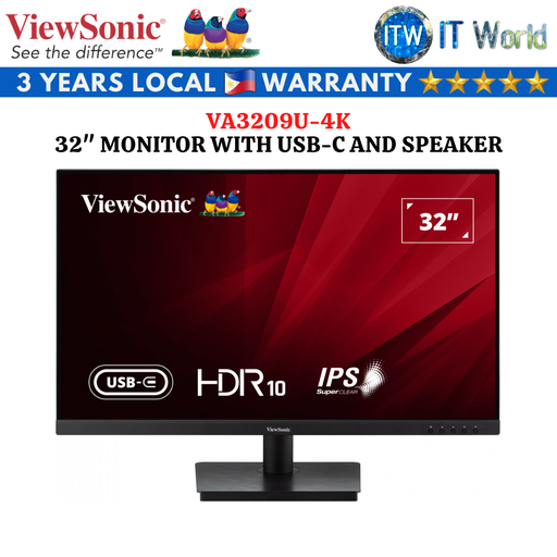 [VA3209U-4K] Viewsonic VA3209U-4K / 32&quot; UHD / 60Hz / IPS / 4ms Flicker-free Monitor with USB-C and Speakers