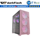 Darkflash DLX21 Mesh Tempered Glass E-ATX PC Case (Black/White/Pink) (Pink)
