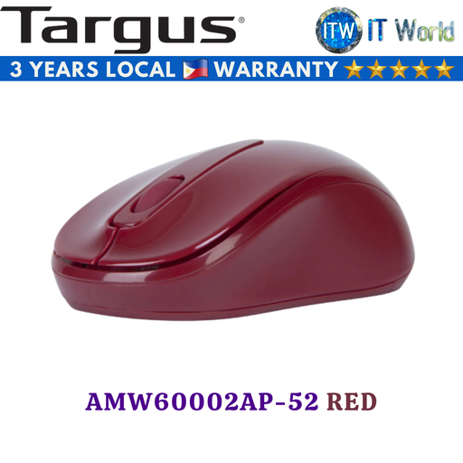 [AMW60002AP-52 RED] Targus W600 Wireless Optical Mouse (Black/White/Red/Blue/Zephy Pink/Blue Heaven/Quarry Gray/Granite Green) (Red)