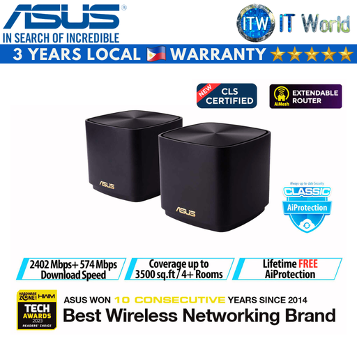 [XD5-2Pack] Asus ZenWifi XD5 AX3000 Dual-Band Mesh Wifi 6 System Router - (2-Pack) Black