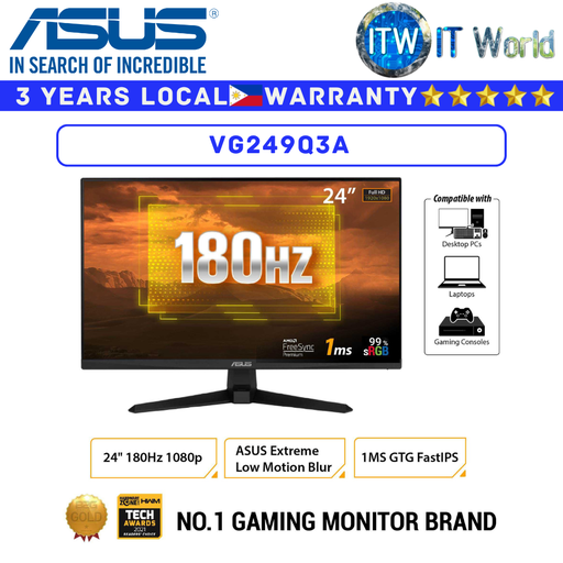 [VG249Q3A] ASUS Gaming Monitor TUF Gaming VG249Q3A 24&quot; 1920x1080 FHD / 180Hz / IPS / 1ms GTG (VG249Q3A)