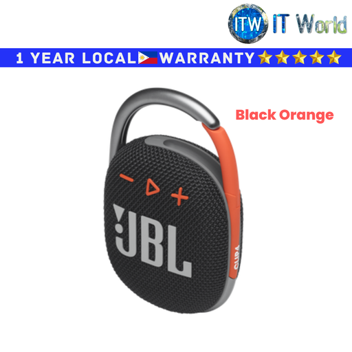 [HARMAN JBL CLIP 4 BLACK ORANGE] JBL Clip 4 Ultra-Portable Waterproof Speaker (Black/Orange) (Black Orange)