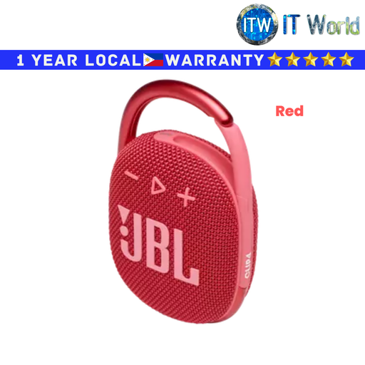 [HARMAN JBL CLIP 4 RED] JBL Harman Bluetooth Speaker Clip4 Portable  (Blue/Blue Pink/Teal/Orange/BLK Orange/Red/Pink)(Red) (Red)