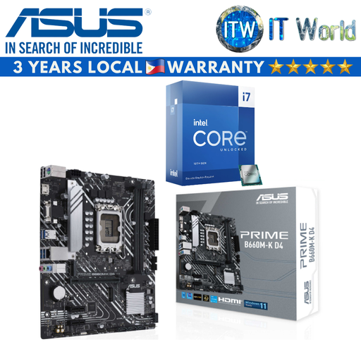 [ASUS PRIME B660M-K D4/BX8071513700F-99C6TT] Intel Core i7-13700F Desktop Processor with ASUS Prime B660M-K D4 Motherboard Bundle