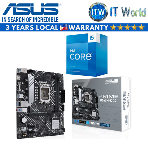 [ASUS PRIME B660M-K D4/I5-13400F] Intel Core i5-13400F Desktop Processor with ASUS Prime B660M-K D4 Motherboard Bundle