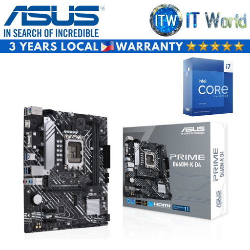 [ASUS PRIME B660M-K D4/i7-13700KF] Intel Core i7-13700KF Processor with Asus Prime B660M-K D4 Motherboard Bundle