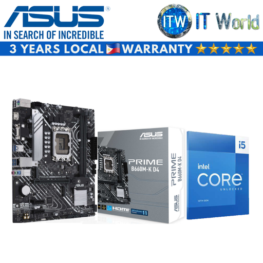 [ASUS PRIME B660M-K D4/i5-13600K] Intel Core i5-13600K Desktop Processor with ASUS Prime B660M-K D4 Motherboard Bundle