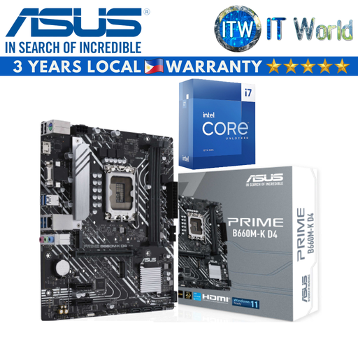 [ASUS PRIME B660M-K D4/i7-13700K] Intel Core i7-13700K Desktop Processor with ASUS Prime B660M-K D4 Motherboard Bundle