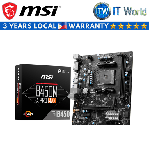 [B450M-A PRO MAX II] MSI B450M-A Pro Max II micro-ATX AM4 DDR4 Motherboard (B450M-A Pro Max II)