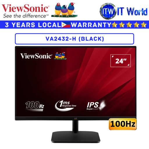 [VA2432-H (Black)] Viewsonic Gaming Monitor VA2432-H 24&quot; FHD / 100Hz / IPS / 1ms MPRT (Black) (VA2432-H (Black))