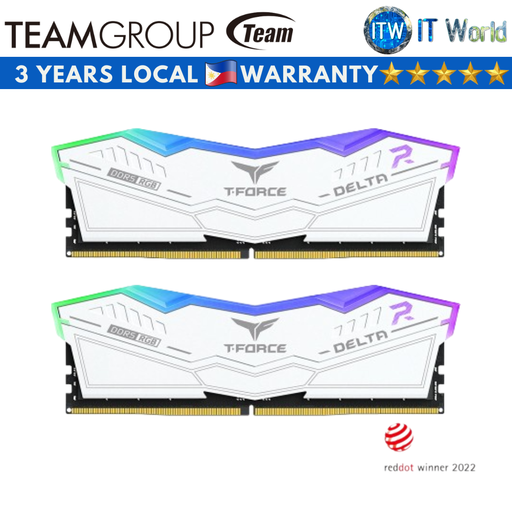 [FF4D532G6000HC38ADC01] Teamgroup T-Force Delta RGB White 32GB (2x16GB) DDR5-6000Mhz CL18 RAM (FF4D532G6000HC38ADC01)
