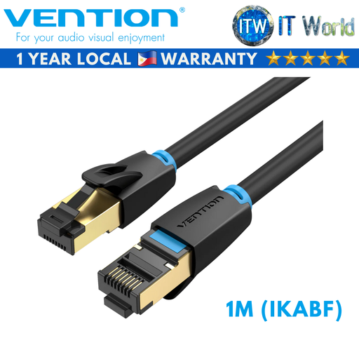 [IKABF] Vention Cat.8 SFTP Patch Cable Black (1M | 1.5M | 2M | 3M | 5M | 10M) (1M)