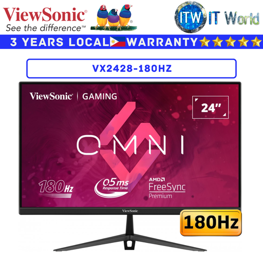 [VX2428-180Hz] Viewsonic Gaming Monitor VX2428 24&quot; 1920x1080 FHD / 180Hz / IPS / 0.5ms MPRT (VX2428-180Hz)