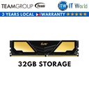 Teamgroup Elite Plus DDR4-3200 CL22 Desktop Memory RAM (Black/Gold) (32GB)
