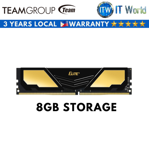 [TPD48G3200HC22BK] Teamgroup Elite Plus DDR4-3200 CL22 Desktop Memory RAM (Black/Gold) (8GB) (8GB)