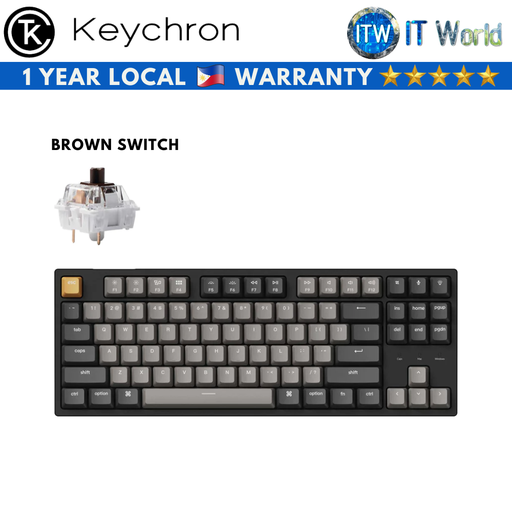 [C1PH3 BROWN SWITCH] Keychron C1 Pro QMK/VIA RGB Backlight Hot-Swappable Wired Mechanical Keyboard (Red | Brown Switch) (Brown Switch) (Brown Switch)