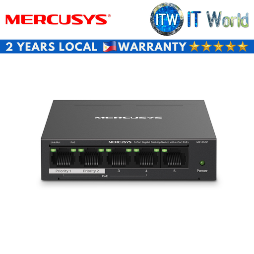 [MS105GP] Mercusys MS105GP 5-Port Gigabit Desktop Switch with 4-Port PoE+