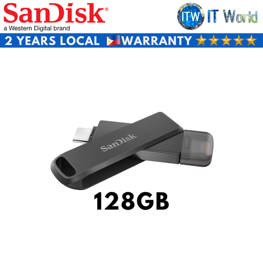 [SDIX70N-128G-GN6NE] SanDisk iXpand iOS/Android Flash Drive Luxe Black (128GB | 256GB) (128GB) (128GB)