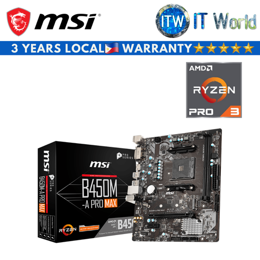 [B450M-A PRO MAX/AMD RYZEN 3 PRO 4350G] AMD Ryzen 3 PRO 4350G Processor with MSI B450M-A Pro Max micro-ATX AM4 DDR4 Motherboard Bundle