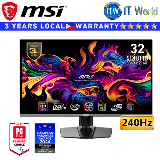 [321URX QD-OLED] MSI Gaming Monitor MPG 321URX QD-OLED 32&quot; 3840x2160 UHD / 240Hz / 0.03ms GTG AMD FreeSync