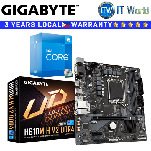 [i5-12400F/GA-H610M-H-V2-DDR4] Gigabyte Bundle Motherboard Intel Core i5-12400F with H610M H V2 DDR4 microATX LGA1700 DDR4