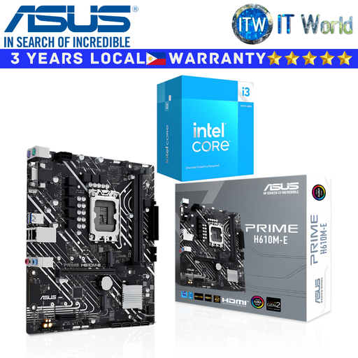 [i3-14100/PRIME H610M-E D5] ASUS Bundle Motherboard Intel Core i3-14100 with Prime H610M-E mATX LGA1700 DDR5