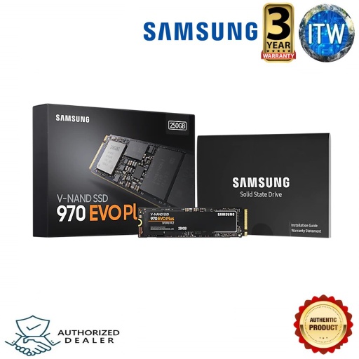 [MZ-V7S250BW] Samsung 970 EVO Plus 250GB NVMe 1.3 M.2 (2280) 3-Bit V-NAND SSD - MZ-V7S250BW (Black, 250GB)