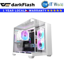 Darkflash Computer PC Case TH285M Micro ATX Triple-sided Tempered Glass (White)