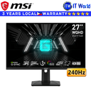 MSI Gaming Monitor G274QPX 27" 2560x1440 WQHD / 240Hz / Rapid IPS / 1ms GtG / Anti-Glare