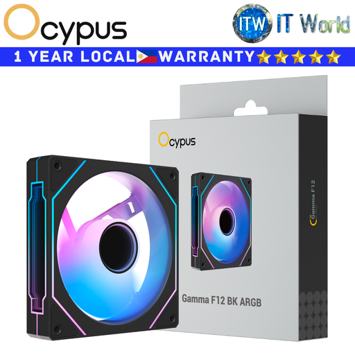 [GAMMA-F12-BK1AM00X-GL] Ocypus PC Fan Gamma F12 ARGB Hydraulic Bearing 4-Pin PWM Fan (Black) (Black)